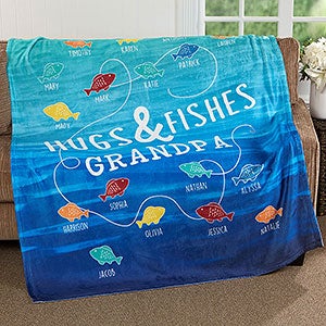 Custom Fleece Blanket 60x80 Hugs & Fishes