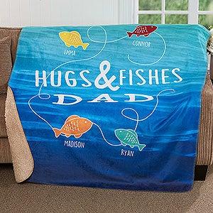 Hugs & Fishes Personalized 50x60 Sherpa Blanket