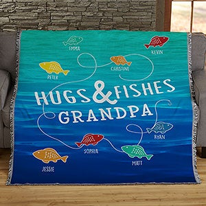 Hugs & Fishes Personalized 56x60 Woven Throw