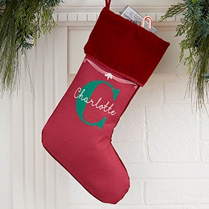 Name & Monogram Personalized Burgundy Christmas Stockings