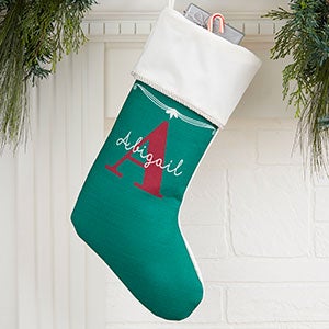 Name & Monogram Personalized Ivory Christmas Stocking