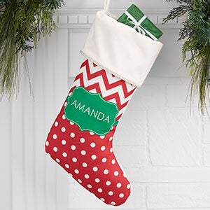 Preppy Chic Personalized Ivory Christmas Stocking