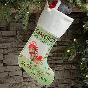 Baby's First Christmas Personalized Ivory Photo Stockings