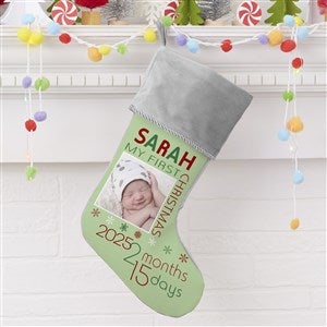 Baby's First Christmas Personalized Grey Photo Stockings