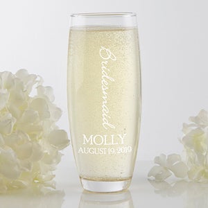 Personalized Wedding Party Stemless Champagne Flute - Bridal Brigade