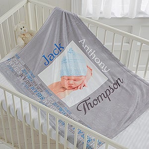 Darling Baby Boy Personalized Fleece Photo Blanket