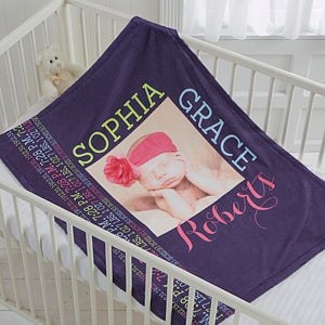 Personalized Baby Girl Fleece Photo Blanket - Darling Baby Girl