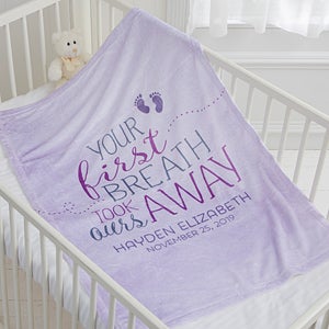 Personalized Fleece Baby Blankets - You Took Our Breath Away