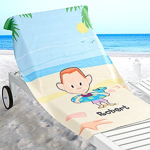 Summer Family Characters Personalized Beach Towel