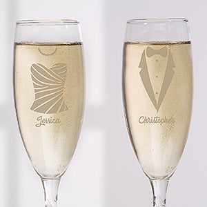 Wedding Attire Personalized Champagne Flute Set