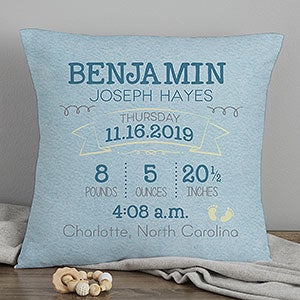 Personalized 18 Birth Announcement Pillow