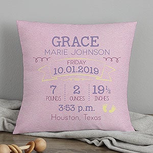 Personalized 14 Birth Announcement Pillow