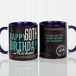 Personalized Birthday Coffee Mug - Blue 11oz