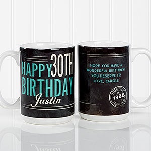 Personalized Birthday Coffee Mug - 15oz White