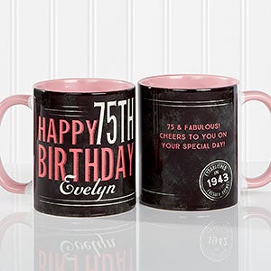 Personalized Birthday Coffee Mug - Pink 11oz