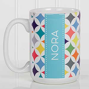 Geometric Personalized Coffee Mug 15oz.- White