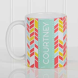 Geometric Personalized Coffee Mug 11 oz.- White