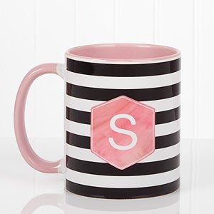 Modern Stripe  Personalized Coffee Mug- 11 oz.- Pink