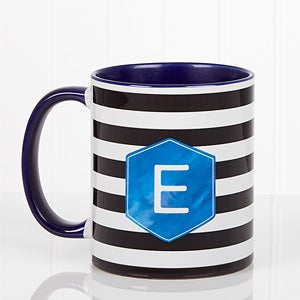 Modern Stripe  Personalized Coffee Mug- 11 oz.- Blue