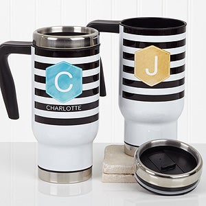 Modern Stripe Personalized Travel Mug