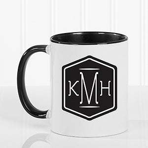 Classic Monogram Personalized Coffee Mug 11 oz.- Black