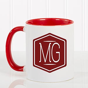 Classic Monogram Personalized Coffee Mug 11 oz.- Red