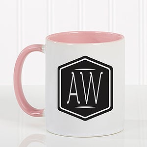 Classic Monogram Personalized Coffee Mug 11 oz.- Pink