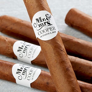 Personalized Wedding Cigar Labels - The Happy Couple - 14 Labels