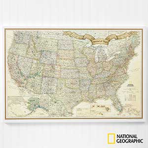 Romantic Travels National Geographic® US Personalized Canvas Map 20 x 30