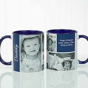 Family Love Photo Collage Personalized Coffee Mug 11 oz.- Blue