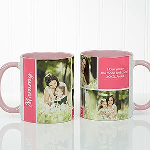 Family Love Photo Collage Personalized Coffee Mug 11 oz.- Pink