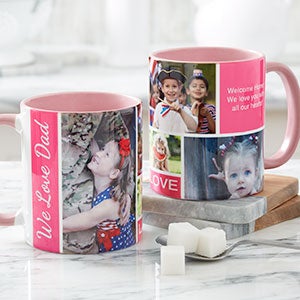 Photo Collage Mug - 11oz Pink - Family Love