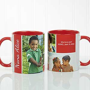 Family Love Photo Collage Personalized Coffee Mug 11 oz.- Red