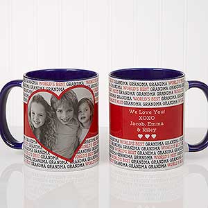 Love You This Much! Personalized Photo Coffee Mug 11 oz.- Blue