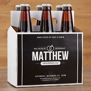 Personalized Groomsman Beer Bottle Carrier - Will You Be My Groomsman?