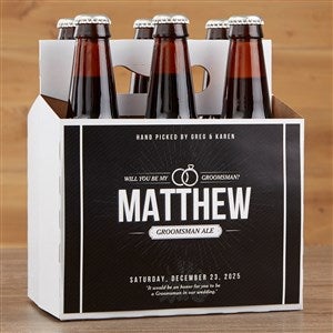 Personalized Groomsman Beer Bottle Carrier - Will You Be My Groomsman?