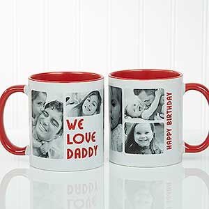 Personalized 5 Photo Coffee Mugs - 11oz Red