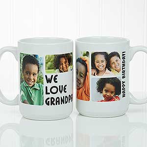 Personalized 5 Photo Coffee Mugs - 15oz White