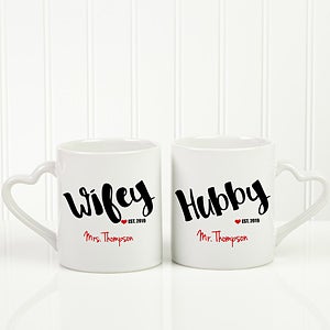 Personalized Married Couple Coffee Mug Set - Wifey And Hubby