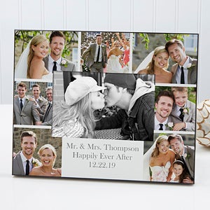 Personalized Wedding Photo Printed Picture Frame - Wedding Photo Collage - Horizontal