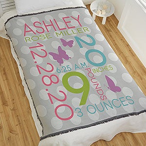 Sweet Baby Girl Personalized 56x60 Woven Throw Blanket