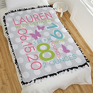 Sweet Baby Girl Personalized 50x60 Tie Blanket