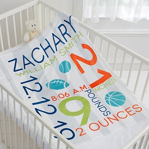 Sweet Baby Boy Personalized 30x40 Fleece Blanket