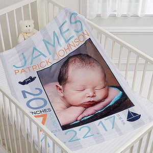 Sweet Baby Boy Personalized Fleece Blanket-Photo