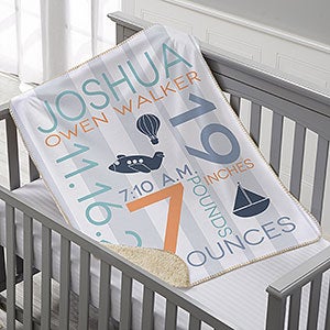 Sweet Baby Boy Personalized 30x40 Sherpa Baby Blanket