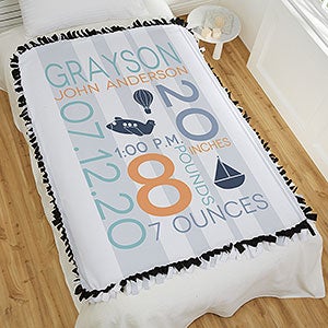 Sweet Baby Boy Personalized 50x60 Tie Blanket