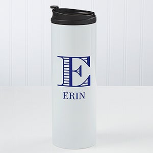 Striped Monogram Personalized Travel Tumbler