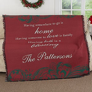 Christmas Blessings Personalized Woven Throw