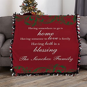 Christmas Blessings Personalized 50x60 Tie Blanket