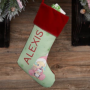 Precious Moments Personalized Baby's 1st Christmas Burgundy Stocking